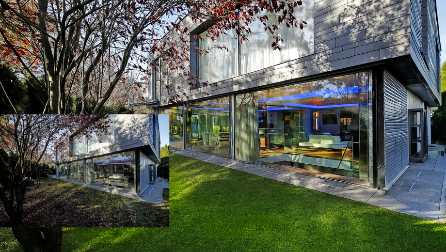 Per Photoshop bearbeitet Villa bei München