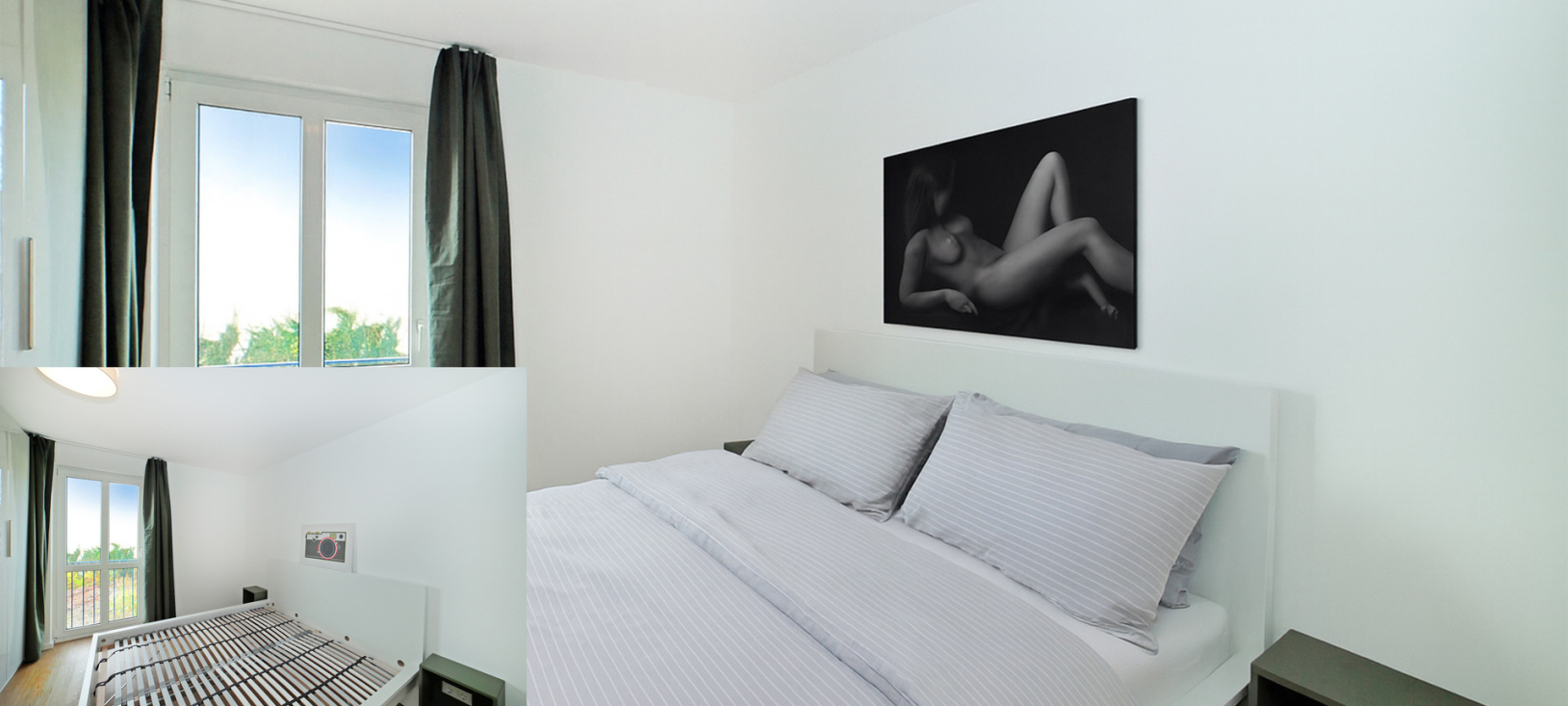 Eine Bearbeitung eines Schlafzimmerfotos