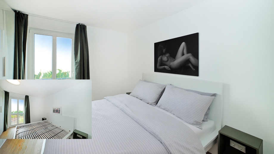 Eine Bearbeitung eines Schlafzimmerfotos