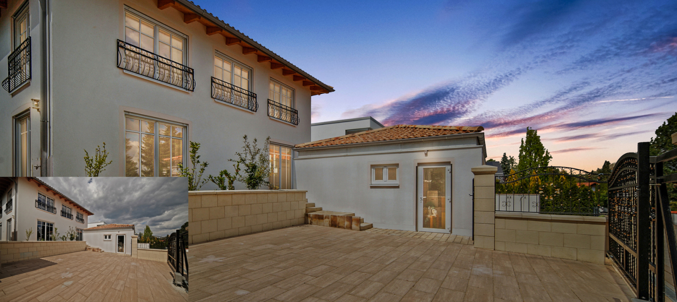 Bildbearbeitung einer Immobilien zur Dämmerung